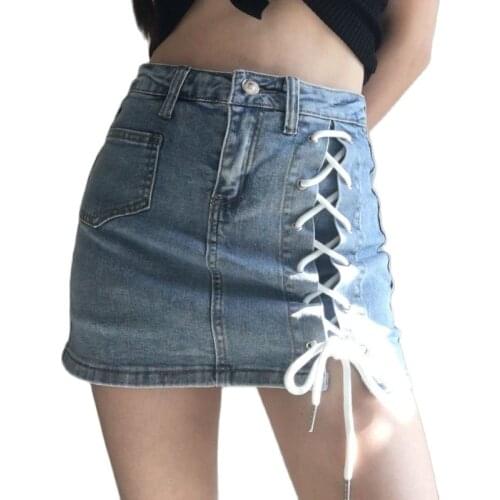 Sexy Women Denim Mini Skirt Fashion Summer High Waist Korean Black Skirt Blue Package Hip Jeans Harajuku Plus Size Cotton