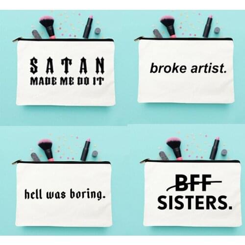 Fashion Elegant Cute White Canvas Bag Cosmetic Case Large Capacity Wallet Reusable Bags Eco Makeup Pouch Useful Pencil Bags