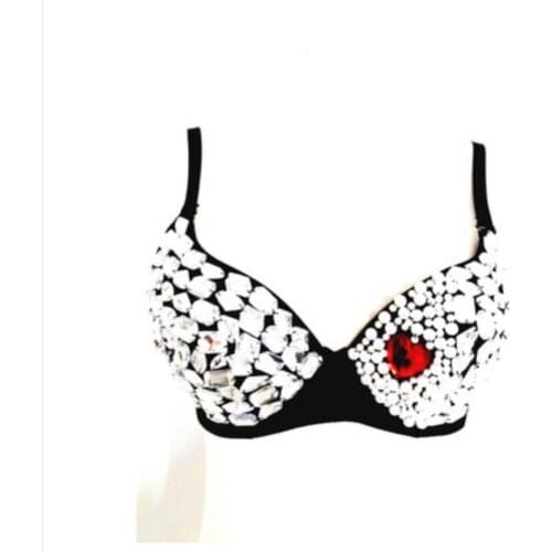 New women crysta Bustier Push Up Bra Top Underwear Woman Burlesque Corsage Soutien Club Bras bar dance dj stage rhinestone