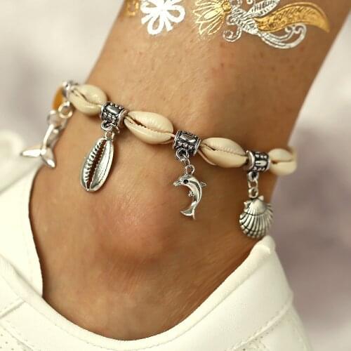 New Anklet creative dolphin fishtail Shell Pendant Anklet