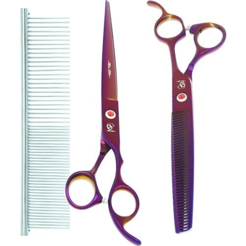 Meisha 8 inch Professional Pet Trimming Scissors Straight Curved Cutting Animal Thinning Shears Dog Grooming Scissor B0045A