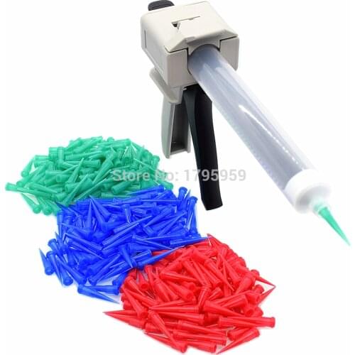 55ml UV Glue Gun Adhesive Manual Caulking Gun with 55ml Glue Dispenser Syringe Barrel 18G 22G 25G Tapered Dispensing Needle Tips