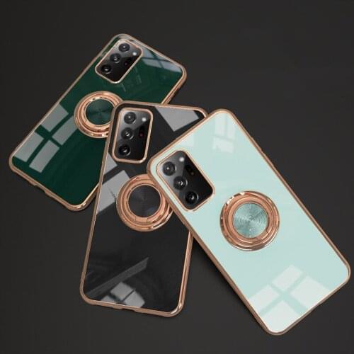 Suitable for Samsung Note20 Mobile Phone Shell Ring Bracket Magnetic Car 6D Electroplating Samsung Note20 Protective Cover