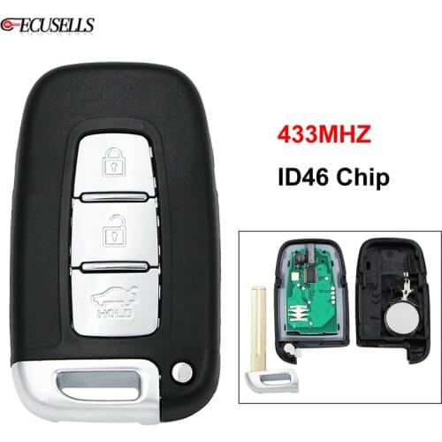 3 Button Remote Smart Car Key Fob 433Mhz ID46 PCF7952 Chip Toy40 Uncut Blade For Hyundai I30 I45 IX35 Veloster Santafe Tucson
