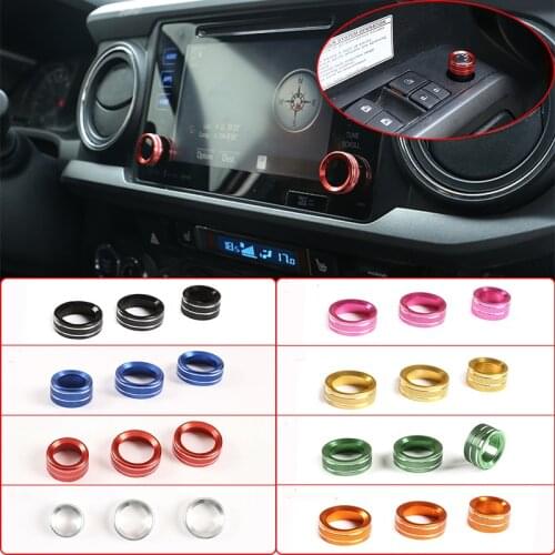 Aluminum Alloy Car Rearview Mirror Adjust Knob Cover & Volume Knobs Ring For Toyota Tacoma 2016-2019 Auto Interior Accessories