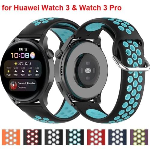 22mm Sports Silicone Strap For Huawei Watch 3 Band Wristband For Huawei Watch 3 Pro Bracelet Watchband Replace Accessories Blue