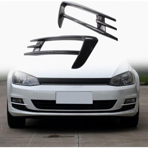 2Pcs Carbon Pattern Fog Light Grille High Reliability Protective Anti-corrosive Front Bumper Bezel Trim for VW Golf 7 2014-2017