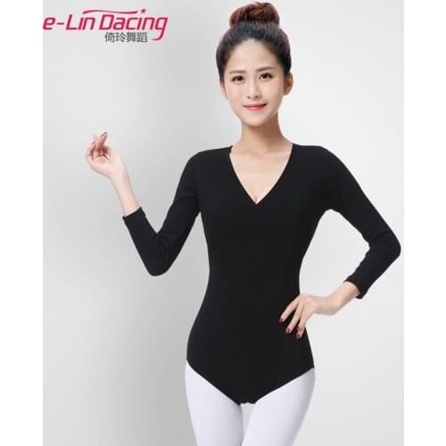 V-neck Adult Ballet Leotards Nine Point Sleeve Ballerina Clothes Yoga Gymnastics Pratice Leotard For Women Dance Bodysuit