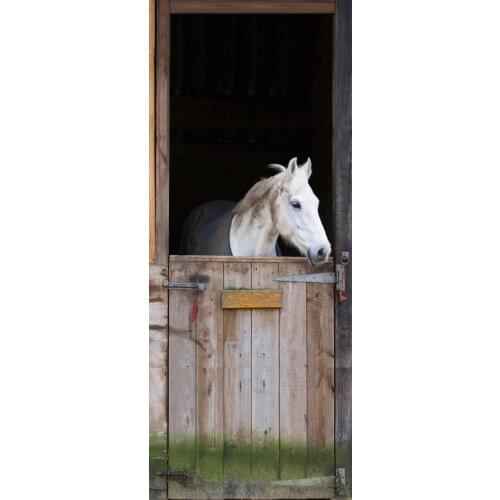 3D Customized Horse In The Stall Door Mural Wallpaper mural Wall Print Decal Wall Mural Photo self adhesive door wrap