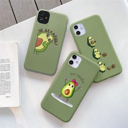 Sot TPU Cover For iPhone 12 Pro XS Max Mini XR X SE 2020 7 8 6 6S Plus Cute Fruit Avocado Couqe For iPhone 11 Pro Max Case Funda