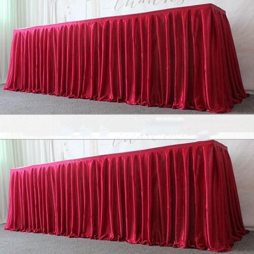 Ice silk wedding table skirt for tablecloth table cover wedding stage white ice silk table skirting decoration