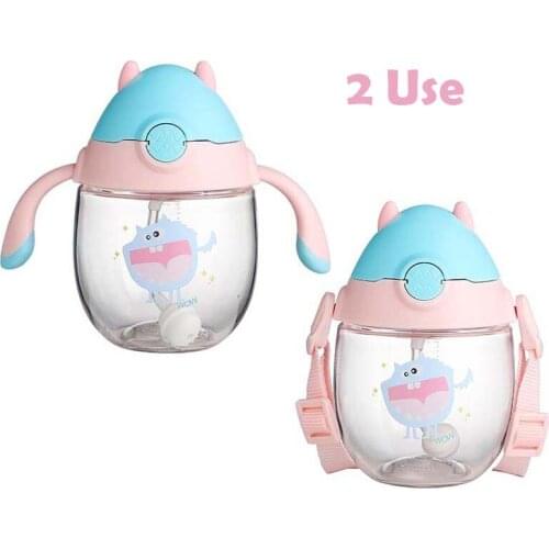 Newborn Baby Training Cup Toddler Infant Kids Feeding Bottle with Straw Children Learn Feeding Drinking Bottle with Handle 300ML