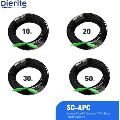 Outdoor Drop 10m 20m 30m Cable SC APC Simplex FTTH Drop Patch Cable Singlemode Fiber Optic Patch Cord FTTH Fiber Optic Jumper
