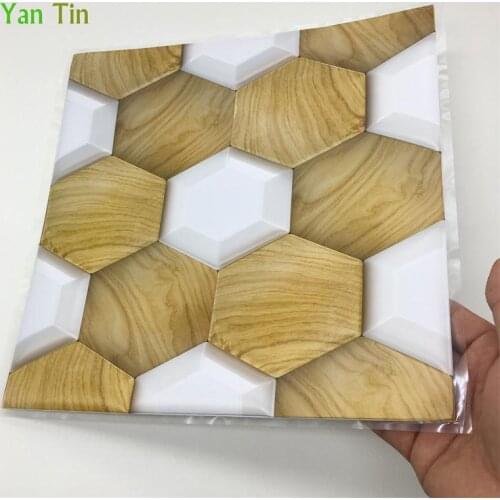 3D Wood Grain Pattern Tiles Wall Sticker Kitchen Bathroom Bedroom Study Tiles Wall Decals Home Decor Vinyl Waterproof Art Mural