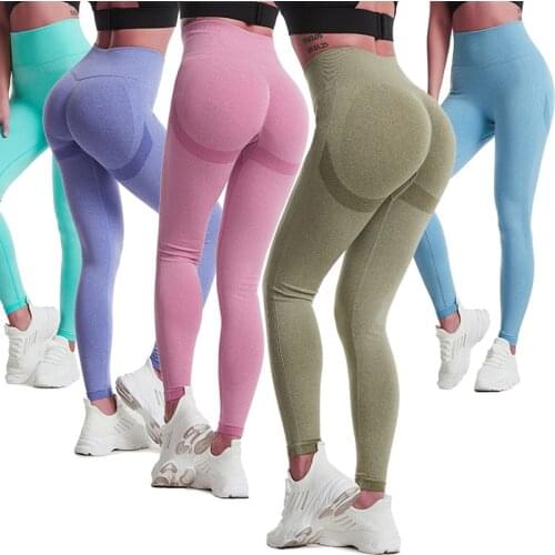 Women Seamless Workout Butt Lifting Leggings High Waisted Scrunch Butt Smile Contour Yoga Pants Squat Proof Sports Leggings