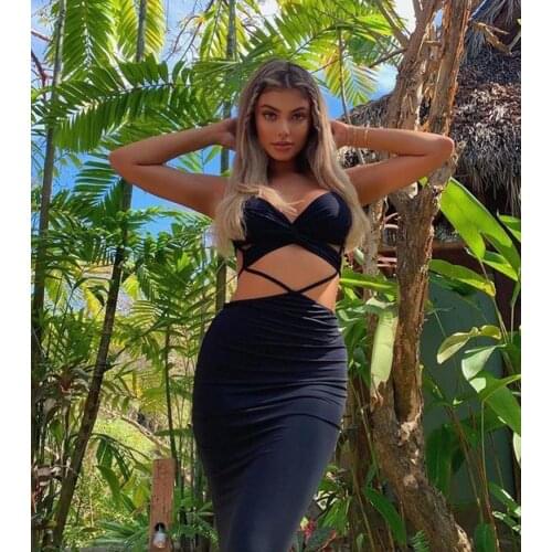 Hot Summer Black Sexy Hollow Out Spaghetti Straps Elegant Maxi Dresw Women Sleeveless Backless Celebrity Night Club Party Dress