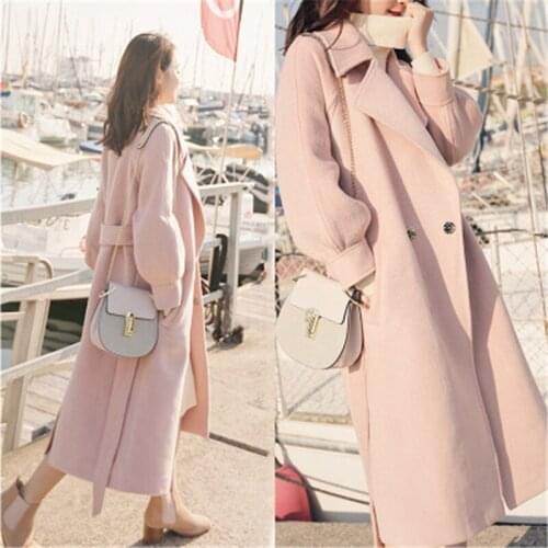 Winter Women Woolen Overcoat New long lantern sleeves woolen coat Winer Large Size female long section thick woolen coat D851
