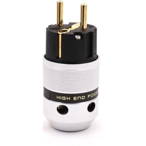 2PCS Gold Plated EU Power Plug Connector male Plug HIFI DIY Mains Power