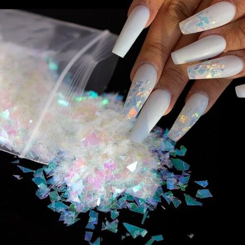 20Color 10g Bag Nail Irregular Fragments Shiny Patch Purple Green Color Ultra-thin Fragments UV Gel Polish Trim Nail Accessories