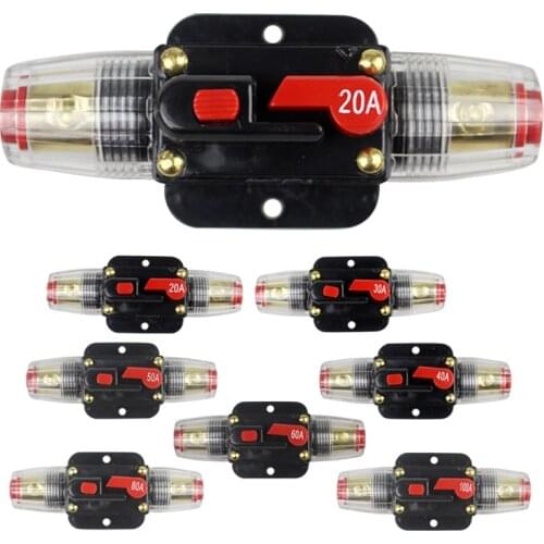 20A/30A/40A/50A/60A/80A/100A Automatic Fuse Holder Block Fuseholder with Switch for Car Subwoofer Audio Amplifier