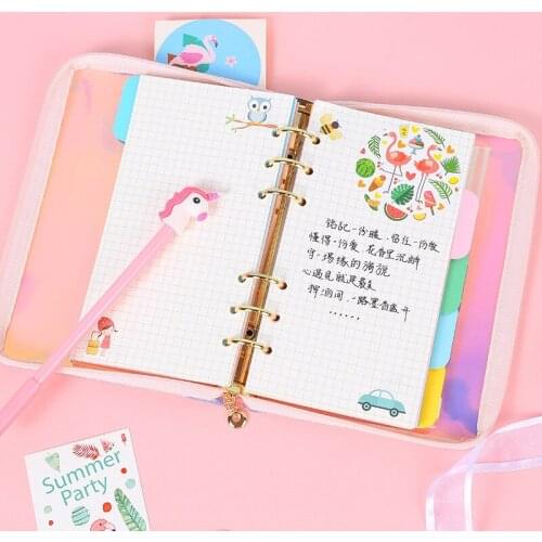 A6 Diy Notepad Loose Leaf Hand Ledger Laser Zipper Diary Hand Ledger Set Luminous Notebook Student Teacher Study Office Supplies