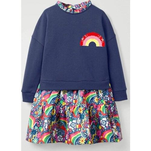 Toddler Girls Flower Dress Spring Girls Winter Warm Fleece Princess Dress Kids Clothes Baby Sweatshirt Dresses Cotton Uniform