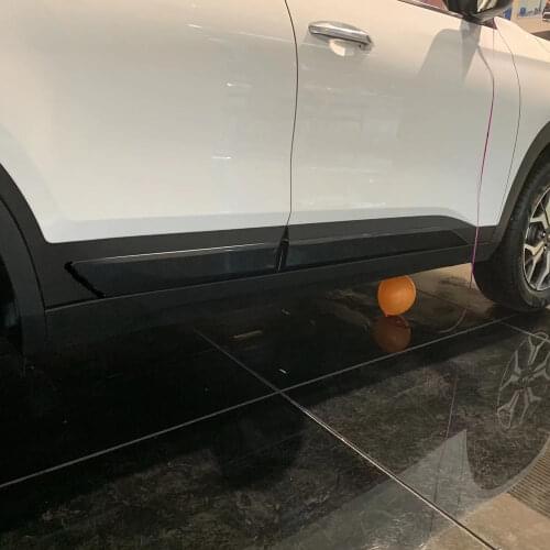 For Kia Seltos 2019 2020 Carbon Fiber Side Door Body Moulding Trim Molding Strip Liner Protector Cover Trim Car Styling