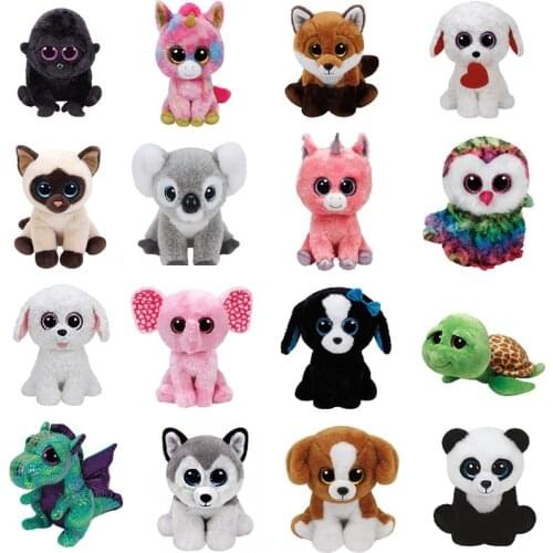 Ty Big Eyes Beanie Stuffed Plush Animals Doll Unicorn Owl Dinosaur Bat Fox Soft Toys Girl Birthday Gift Toys For Children 15cm