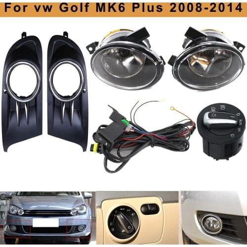 Front Grill Clear Fog Light Lamp Kit with Wring Switch for 08-14 VW Golf Jetta MK6 M8617