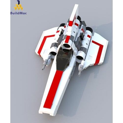Bulidmoc Movie Series Battlestar Galactica Mk1 Colonial Viper White Battleship Modular Warship Building Blocks Kids Toys Gifts