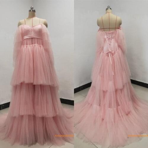 Pretty Pink Maternity Dress Lace Up Back A Line Maternity Gown for Photoshoot Boudoir Lingerie Bathrobe Nightwear Babydoll Robes