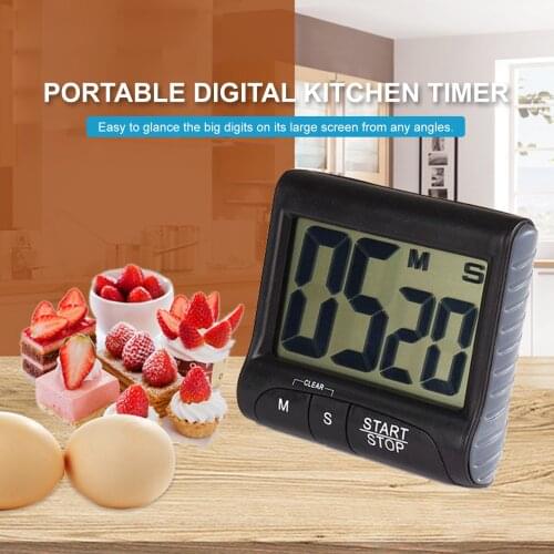 Cooking Timer Clock Digital Kitchen Timer with Strong Magnet Back Stand Hanging Hole Loud Alarm for Time Management LCD Display