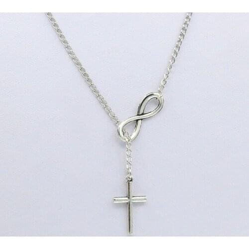 RONGQING 1Pcs Religion Women Mens Cross Pendant Necklace Stainless Steel Link Chain Necklace Statement Jewelry RONGQING