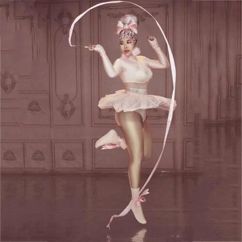 Cute Pink Dress Stage Stretch Dance Bodysuit Female Singer Dancer Costumes Nightclub Party Bar Show Jumpsuit Ladies Wear DT535