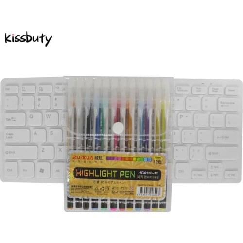 12 24 Colors Gel Pens Set Color Glitter Gel Pen Refill Rod for Coloring Book Journals Drawing Doodling Art Markers Pen Stationey