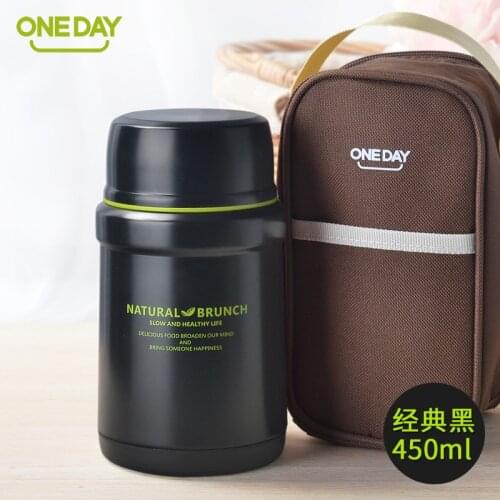 ONEDAY 450ml Food Container Thermal Bottle for Food Soup Insulated Soup Kettle Vacuum Flask With Bag Insulation Thermal Bento