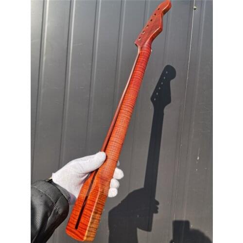 LEFT HAND Fit Diy Maple Electric 21fret Guitar Neck25.5inch Yellow Paint Unfinished #T