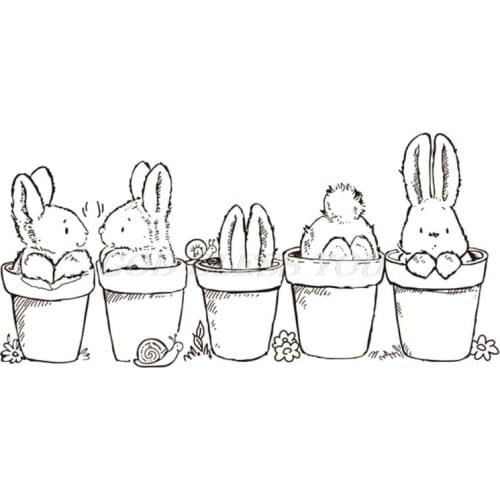 Easter Bunny Potted Plant Silicone Clear Seal Stamp DIY Scrapbooking Embossing Drop Shipping