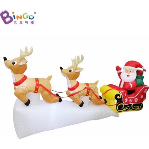 Personalized 7 Meters Length Inflatable Lighting Reindeer And Santa Claus With Sleigh For Christmas Decoration - Toys