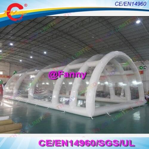 Free air ship to door Outdoor transparent pvc pool air dome cover newest design giant inflatable pool cover with water tubes