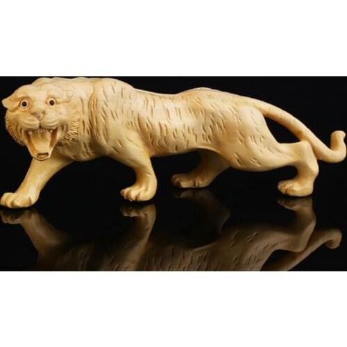 Boxwood carving tiger decoration small sculpture model craft gift home office decoration