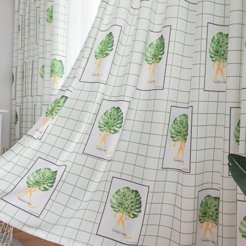 Nordic Monstera Leaves Curtains for Living Room American printed Bedroom Curtain Window ready made
