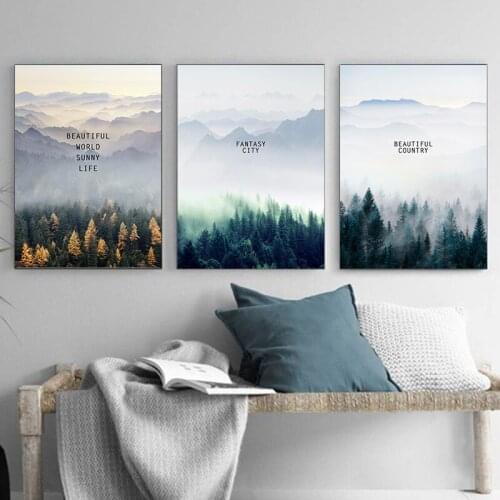 Nordic Forest Decorative Landscape Wall Art Canvas Posters and Prints Canvas Painting Living Room Home Decor Picture