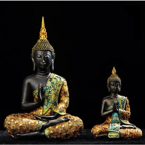 Resin Meditation Buddha Statue Thailand Buddha Sculpture Buddhism Fengshui Miniature Figurines Home Decoration Buddha to Buddha