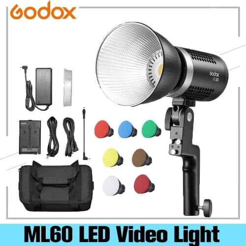 Godox ML60 60W LED Light Silent Mode Portable Brightness Adjustment Support Li-ion with AC Power Supply Outdoor LED Light