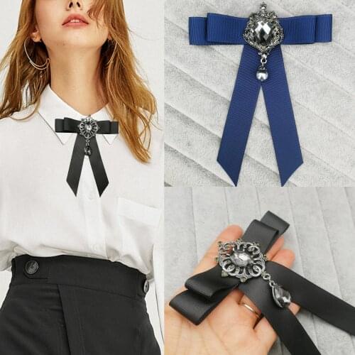 Black Bow Vintage Brooches Ribbon Bowknot Retro Collar Pins Corsage Shirt Tie Cravat Wedding Broches Jewelry Women Gift Party