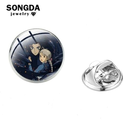 SONGDA Howls Moving Castle Cartoon Brooches Anime Cute Badges Pins For Women Backpack Metal Brooch Christmas Kids Gifts Jewelry