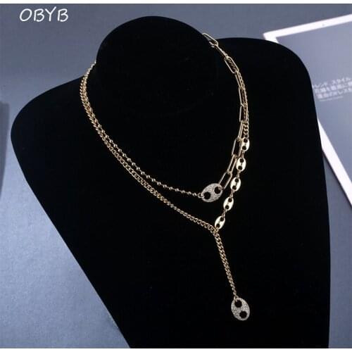 Fashion Multi Layer Irregular Hip Hop Pendants Necklace For Women Gold Metal Beads Chain Necklace Collar New Design Jewelry Gift