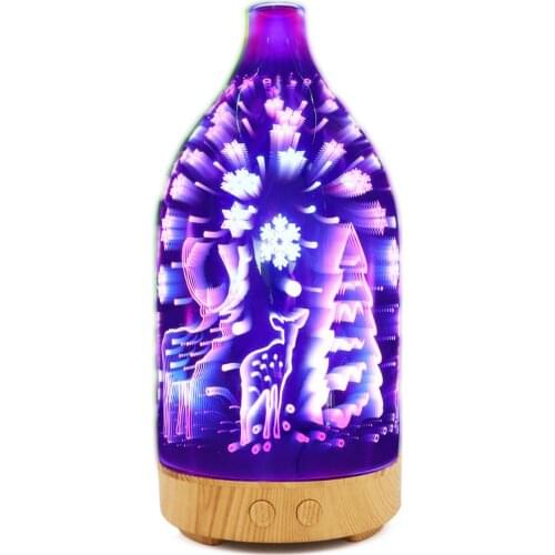 005-3D Colorful Night Light Glass Fireworks Multifunctional Aromatherapy Machine Humidifier Ultrasonic Essential Oil Atomizer