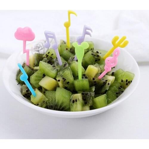 18pcs Mini Children Dessert Food Fruit Bento Decoration Fork Creative Musical Note Shape Fruit Fork Toothpick Party Favors